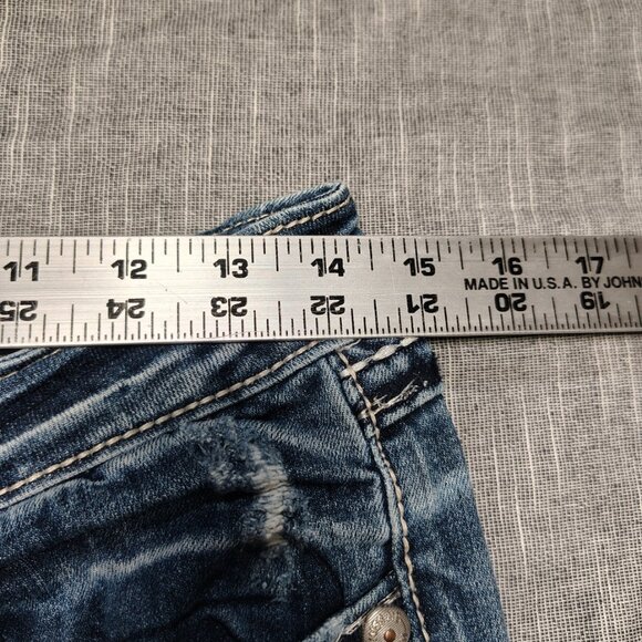 Miss Me Jeans women's Size 27 Medium Wash Boyfriend Capri Thick Stitch Flap - Picture 7 of 16
